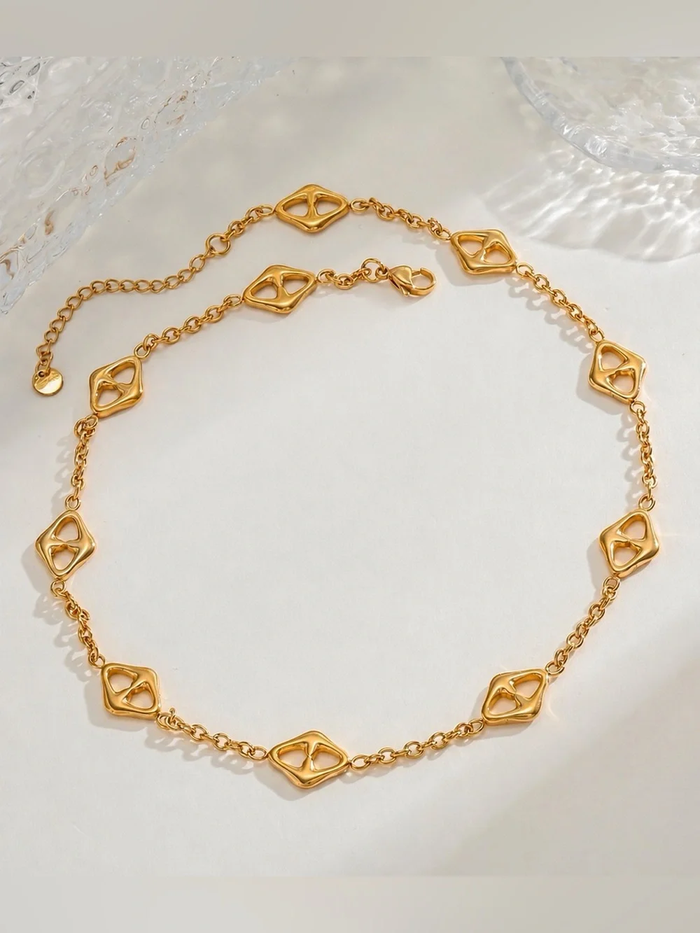 18K Gold Plated Abstract Link Necklace Geometric Minimalist Statement Jewelry